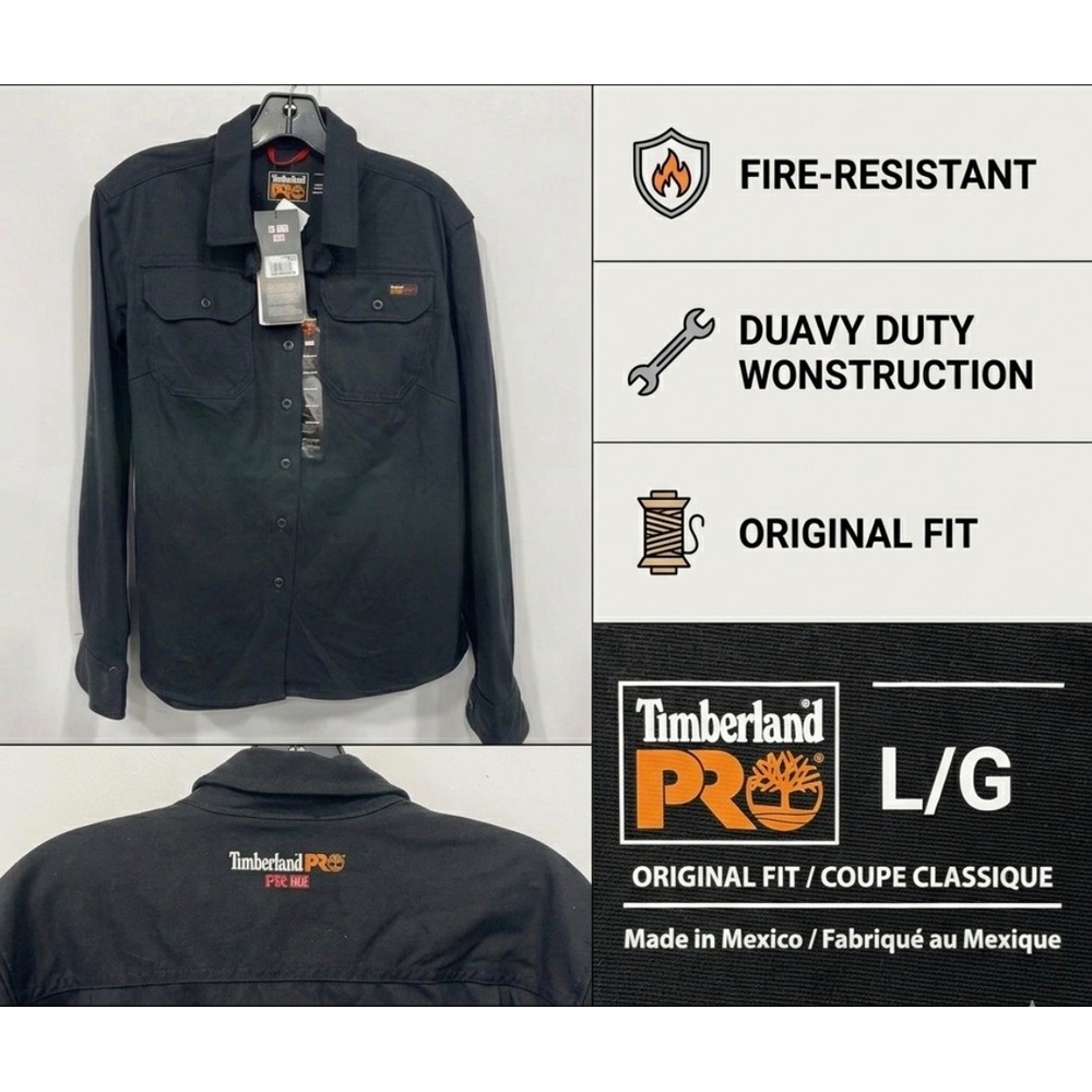 Timberland PRO Women‎ L NWT FR Flame Resistant Work Shirt Black CAT2 NFPA 2112